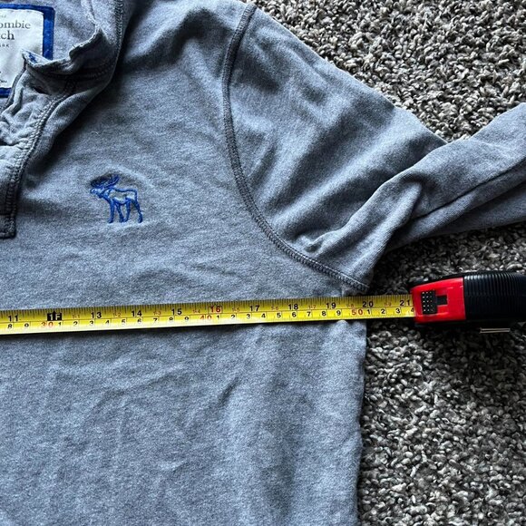 Y2K Abercrombie & Fitch Henley Mens XL Gray Long Sleeve 100% Cotton Tee - Picture 4 of 7